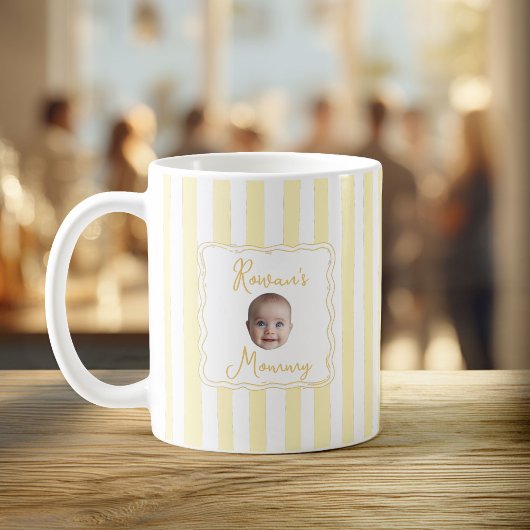 Personalized New Mom Baby Name Face Photo コーヒーマグカップ