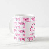 Personalized New Mom Established Pink Name コーヒーマグカップ (正面左)
