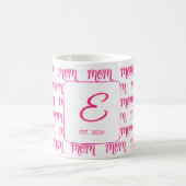 Personalized New Mom Established Pink Name コーヒーマグカップ (中央)