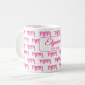 Personalized New Mom Established Pink Name コーヒーマグカップ (正面左)