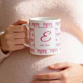 Personalized New Mom Established Pink Name コーヒーマグカップ
