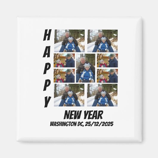 Personalized New year 9 Photo Collage  マグネット (正面)
