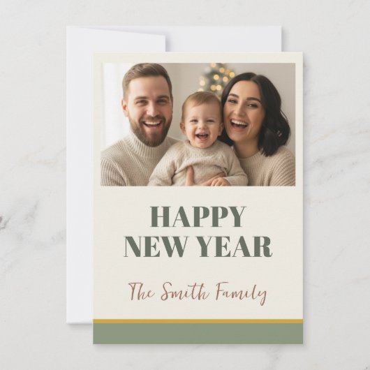 Personalized New Year Card 2026, Festive Holiday  カード (正面)
