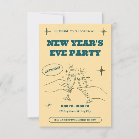 Personalized New Year's Eve Party Invitation 招待状 (正面)
