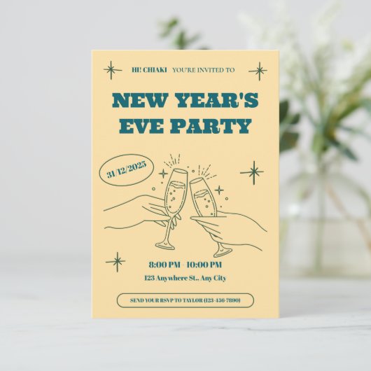 Personalized New Year's Eve Party Invitation 招待状 (スタンド正面)