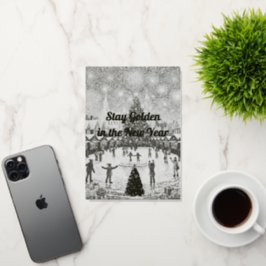 Personalized New Year's greetings in gold  箔シーズンカード