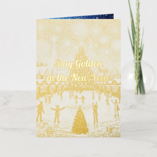 Personalized New Year's greetings in gold  箔シーズンカード (正面)