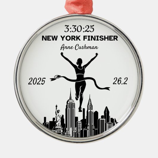 Personalized New York Marathon Finisher Gift メタルオーナメント (正面)