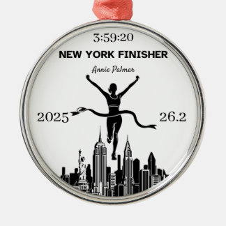 Personalized New York Marathon Finisher Ornament メタルオーナメント