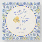 Personalized Newlywed Mediterranean Coastal Home  ストーンコースター (正面)