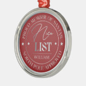 Personalized Nice List Medal Ornament メタルオーナメント (左)