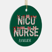Personalized NICU Nurse Christmas Coquette Bow セラミックオーナメント (右)