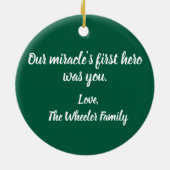 Personalized NICU Nurse Christmas Coquette Bow セラミックオーナメント (裏面)