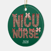 Personalized NICU Nurse Coquette Bow Christmas セラミックオーナメント (左)