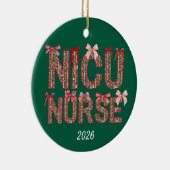 Personalized NICU Nurse Coquette Bow Christmas セラミックオーナメント (右)