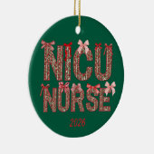 Personalized NICU Nurse Coquette Bow Christmas セラミックオーナメント (右)