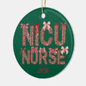 Personalized NICU Nurse Coquette Bow Christmas セラミックオーナメント (左)