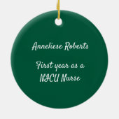 Personalized NICU Nurse Coquette Bow Christmas セラミックオーナメント (裏面)
