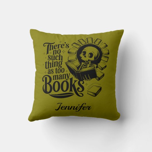 Personalized No Such Thing Too Many Bookworm クッション (裏面)