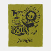 Personalized No Such Thing Too Many Bookworm フリースブランケット (正面)