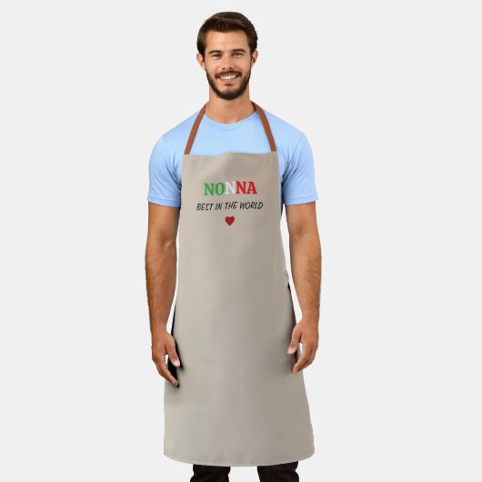 Personalized Nonna Kitchen Apron, Italian Flag  エプロン (着用した状態)