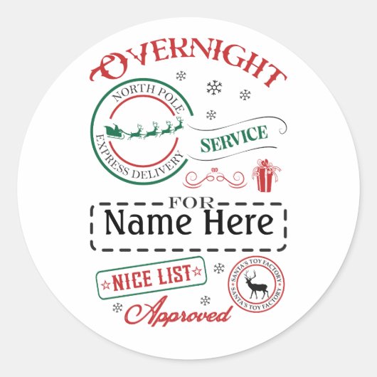 Personalized North Pole Express Delivery Sticker  ラウンドシール (正面)