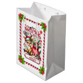 Personalized North Pole Express Reindeer ミディアムペーパーバッグ (正面アングル)