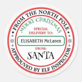 Personalized North Pole Santa Name Sticker ラウンドシール