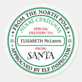 Personalized North Pole Santa Name Sticker ラウンドシール