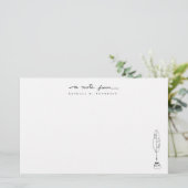 Personalized Note Cards Quill & Ink Stationery 便箋 (スタンド正面)