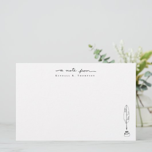 Personalized Note Cards Quill & Ink Stationery 便箋 (スタンド正面)