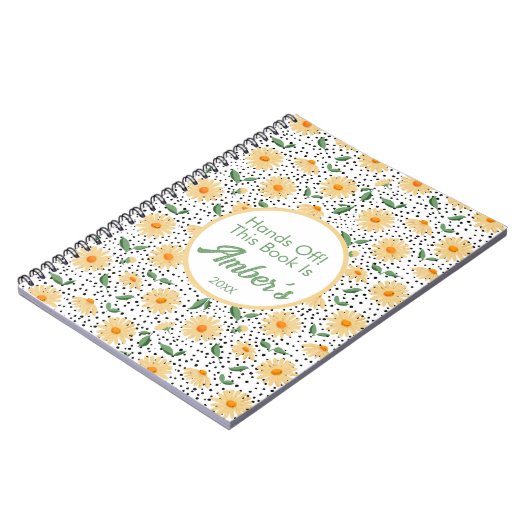 Personalized Notebook – Daisy design ノートブック (左側)