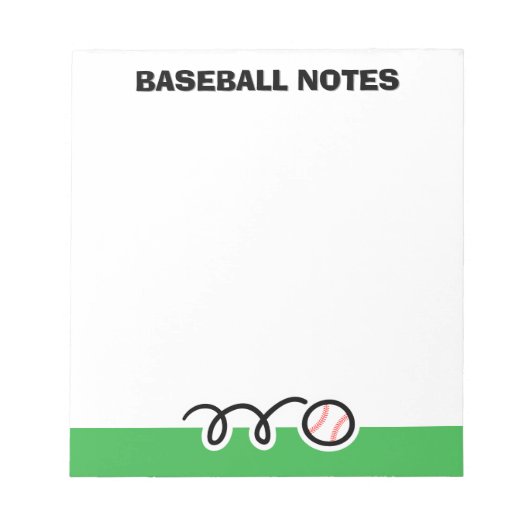 Personalized notepad with quirky baseball design ノートパッド (正面)