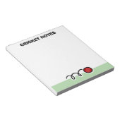 Personalized notepad with red cricket ball design ノートパッド (アングル)