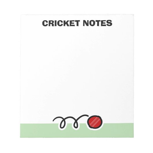 Personalized notepad with red cricket ball design ノートパッド (正面)