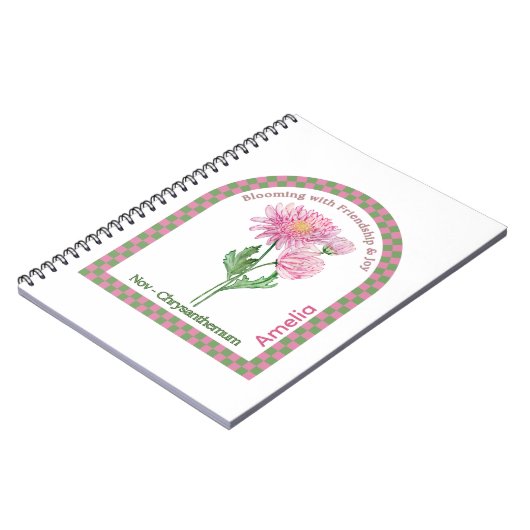 Personalized November Birth Month Flower Notebook ノートブック (左側)