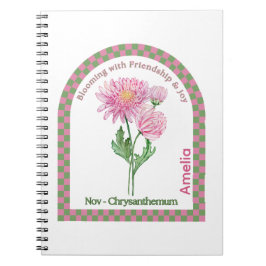Personalized November Birth Month Flower Notebook ノートブック