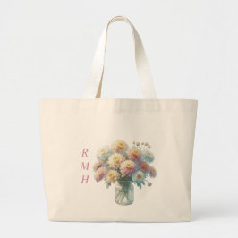 Personalized November Chrysanthemum Tote Bag ラージトートバッグ