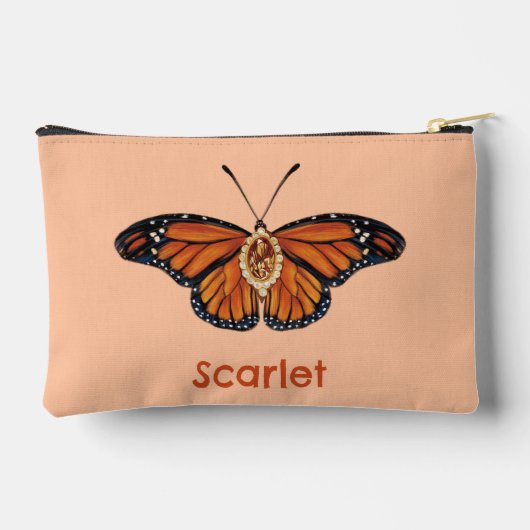 Personalized November Citrine Monarch Butterfly アクセサリーポーチ (裏面)