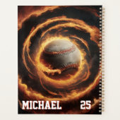 Personalized Number and Name Baseball Ball on Fire プランナー手帳 (裏面)