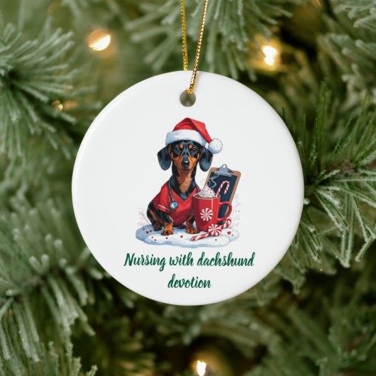 Personalized Nurse Dachshund Lover Christmas セラミックオーナメント (ツリー)