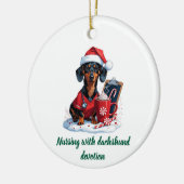 Personalized Nurse Dachshund Lover Christmas セラミックオーナメント (左)