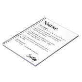 Personalized Nurse Dictionary Definition White ノートブック (左側)
