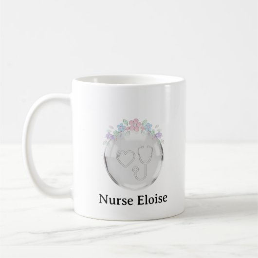 Personalized Nurse Gift Emblem Mug コーヒーマグカップ (左)