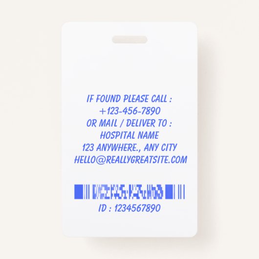 Personalized Nurse ID Badge for Hospital Employees バッジ (裏面)