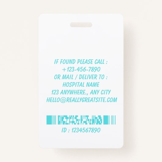 Personalized Nurse ID Badge for Hospital Employees バッジ (裏面)