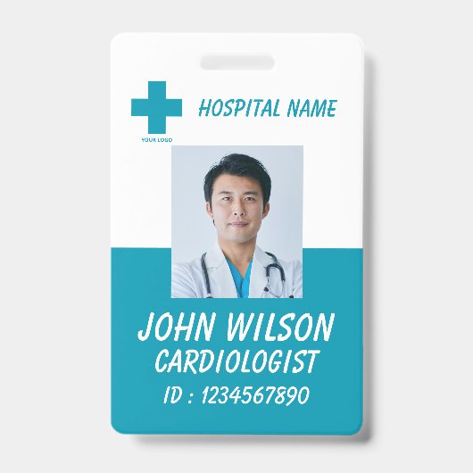 Personalized Nurse ID Badge for Hospital Employees バッジ (Front)