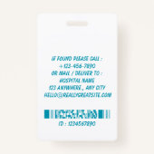 Personalized Nurse ID Badge for Hospital Employees バッジ (裏面)