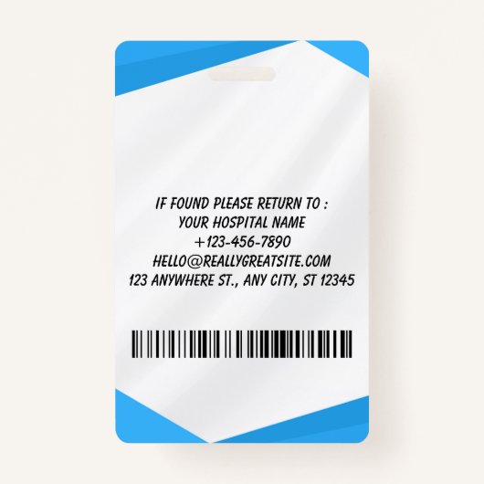 Personalized Nurse ID Badge for Hospital Staff バッジ (裏面)
