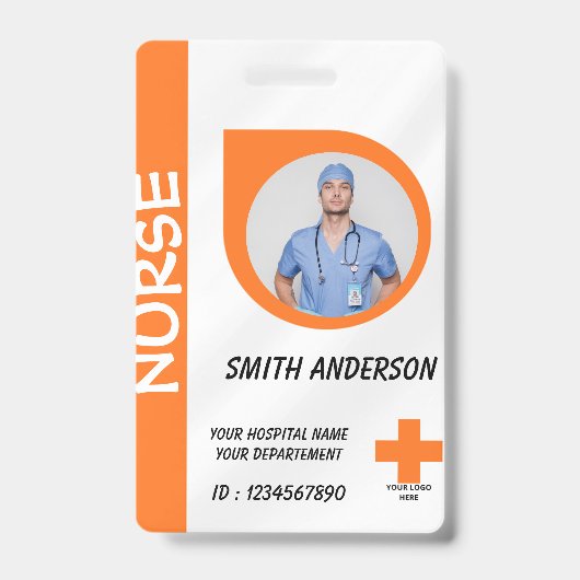 Personalized Nurse ID Badge for Hospital Staff バッジ (Front)